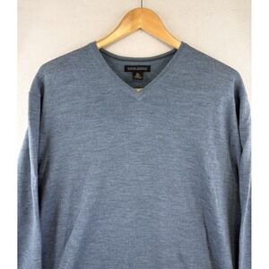Banana Republic Sweater Mens XLT Blue 100% Merino Wool Pullover Sweater Tall
